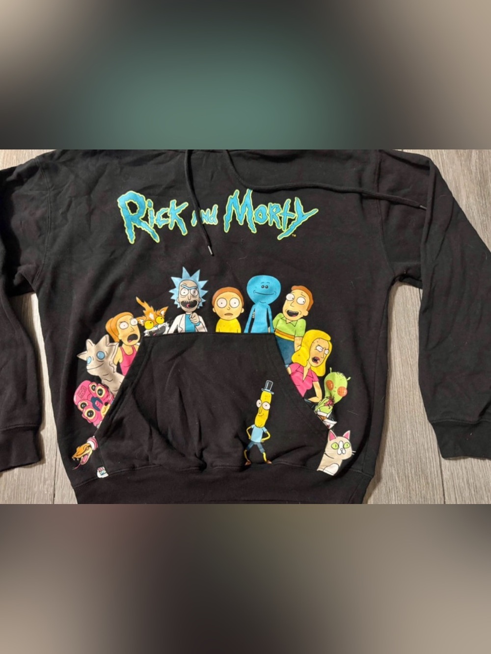 Rick and Morty Adult Swim Graphic Hoodie Black Size Medium
